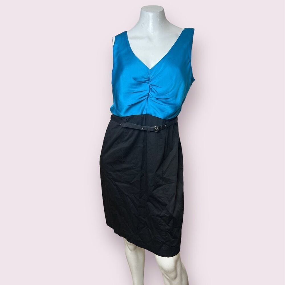 New York and Company Cocktail Size 12 Blue and Black Above the Knee Sleeveless D